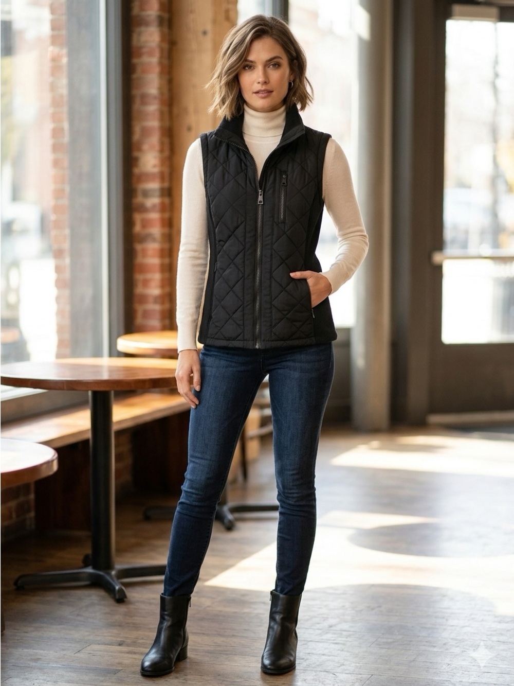 ANDREW MARC black quilted vest